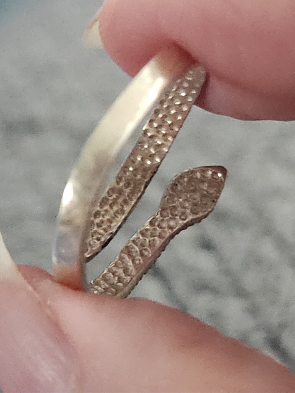 Sterling Silver Marcasite Snake Wrap Ring with Green Stone Eyes - Picture 7 of 12